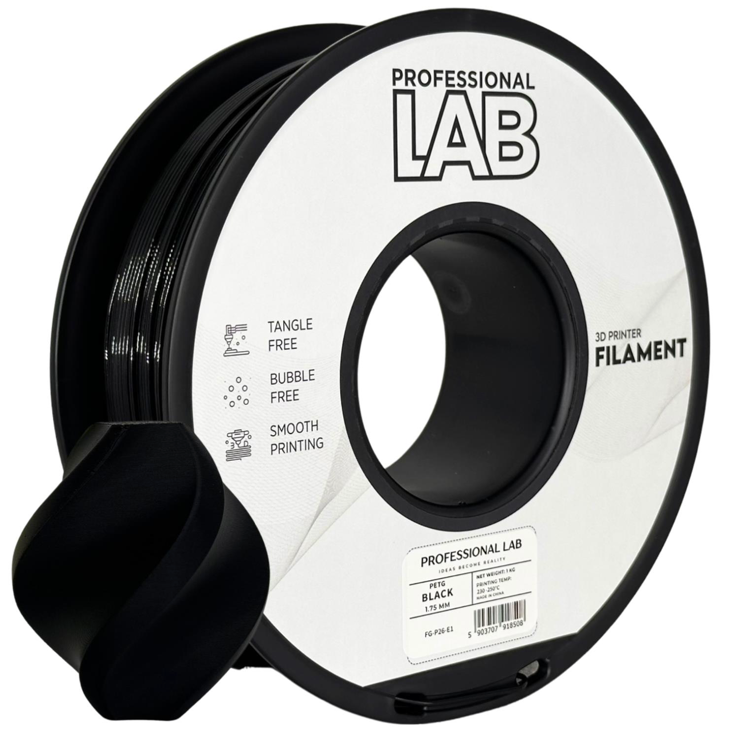 PETG Filament Schwarz 1,75 mm – 1 kg | Professional Lab
