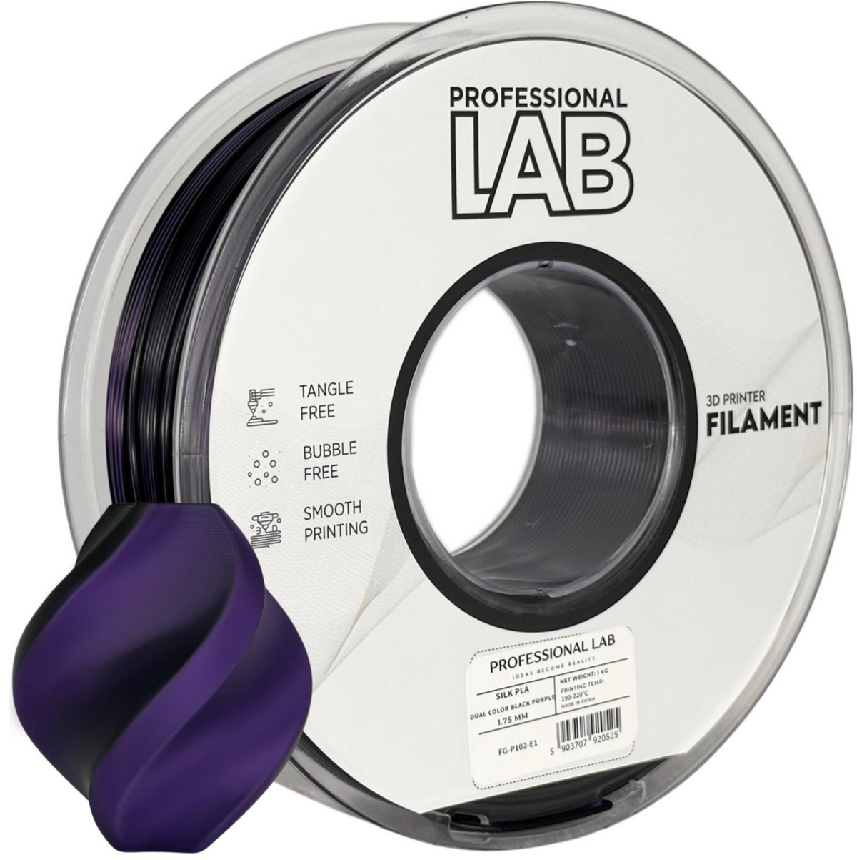 Silk PLA Filament Dual Color Schwarz/Lila 1,75 mm – 1 kg | Professional Lab