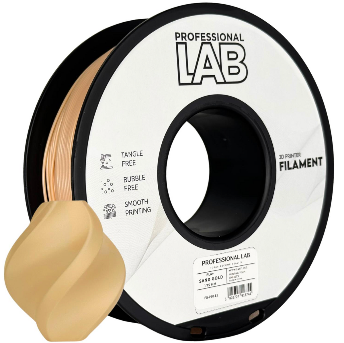 PLA+ Filament Sand Gold 1,75 mm – 1 kg | Professional Lab