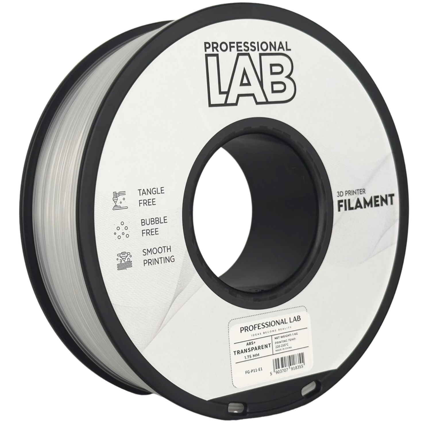 ABS+ Filament Transparent 1,75 mm – 1 kg | Professional Lab