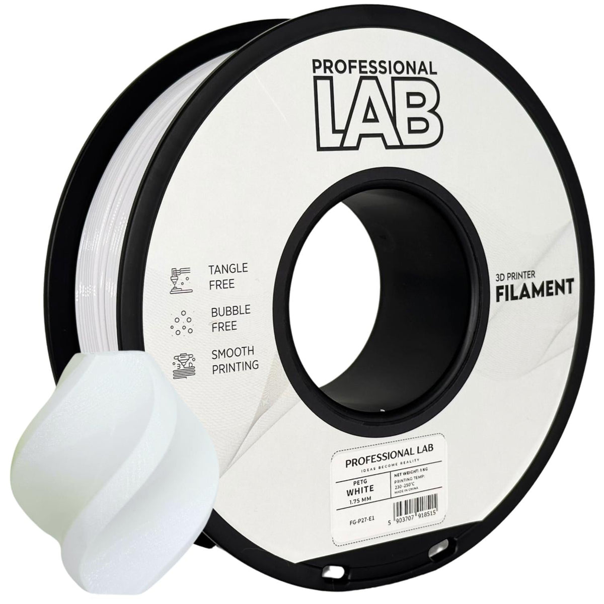 PETG Filament Weiß 1,75mm 1kg – Professional Lab